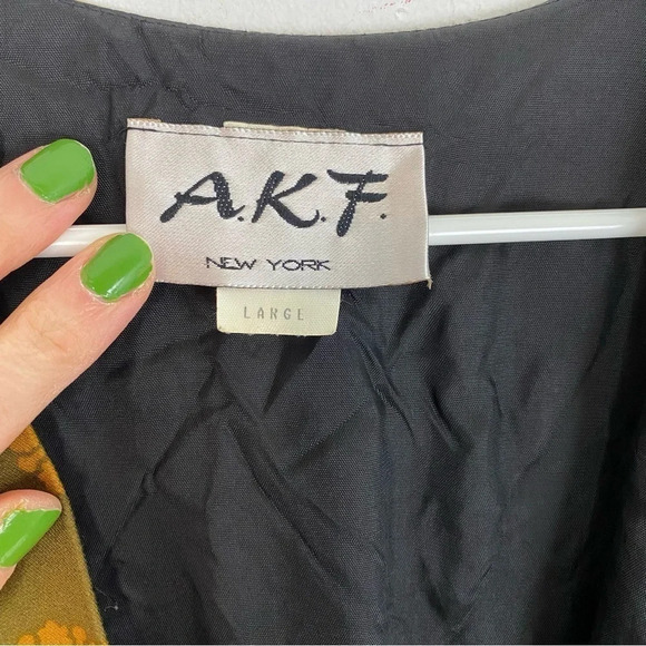 Vintage 80s Vest Womens Size Large Nerdy Granny Core Gold Black Printed Rare EUC - Picture 3 of 6